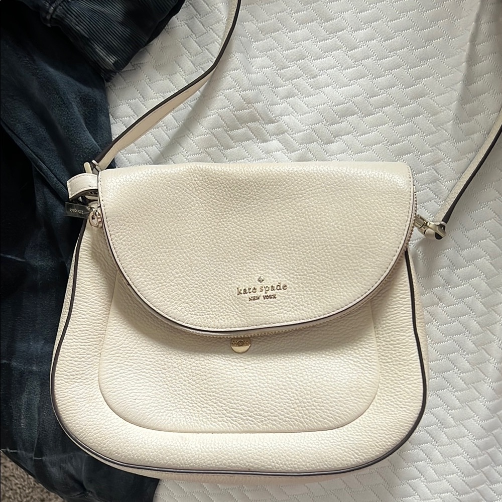 Kate Spade Cream Crossbody Bag with Textured Finish